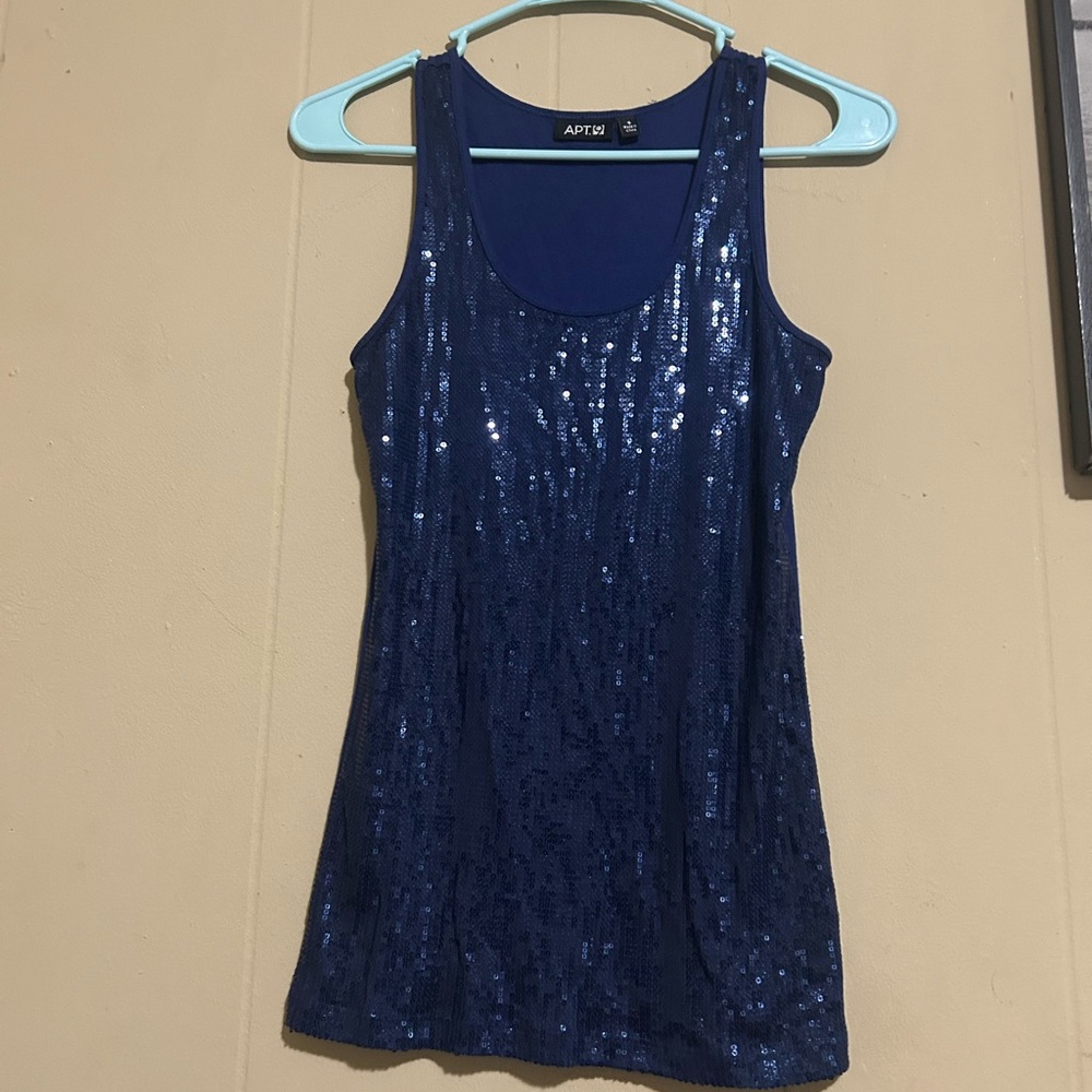 Apt. 9 Blue Sequin Fitted Tank Top